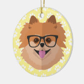 Pommerische hond bij nekglazen | Cute Hipster Gift Keramisch Ornament (Links)