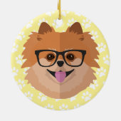 Pommerische hond bij nekglazen | Cute Hipster Gift Keramisch Ornament (Achterkant)