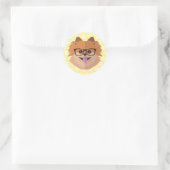 Pommerische hond bij nekglazen | Cute Hipster Gift Ronde Sticker (Tas)