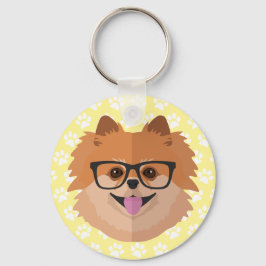 Pommerische hond bij nekglazen | Cute Hipster Gift Sleutelhanger