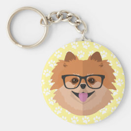 Pommerische hond bij nekglazen | Cute Hipster Gift Sleutelhanger