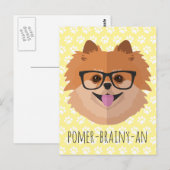 Pommerische hond bij nekglazen | POMER-BRAINY-AN Briefkaart (Voorkant / Achterkant)