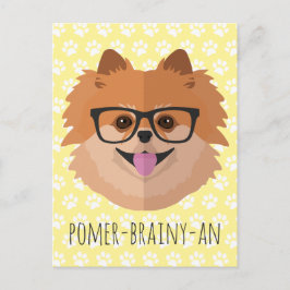 Pommerische hond bij nekglazen | POMER-BRAINY-AN Briefkaart