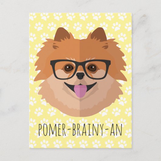 Pommerische hond bij nekglazen | POMER-BRAINY-AN Briefkaart (Voorkant)