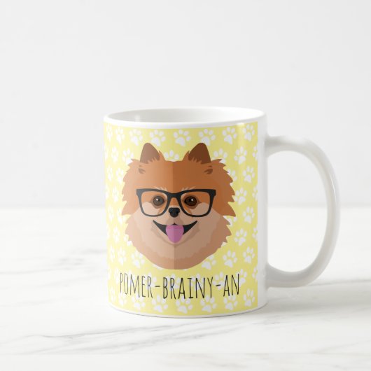 Pommerische hond bij nekglazen | POMER-BRAINY-AN Koffiemok (Rechts)