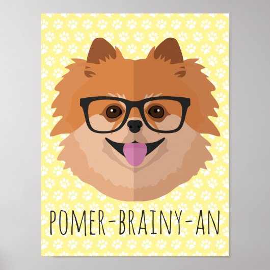 Pommerische hond bij nekglazen | POMER-BRAINY-AN Poster (Voorkant)