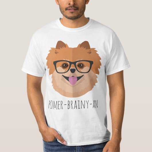 Pommerische hond bij nekglazen | POMER-BRAINY-AN T-shirt (Voorkant)