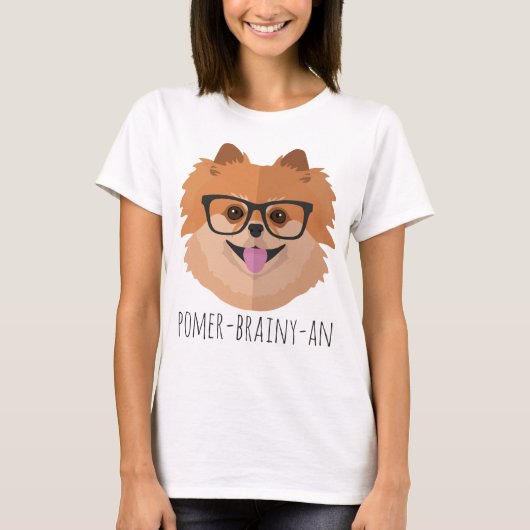 Pommerische hond bij nekglazen | POMER-BRAINY-AN T-shirt (Voorkant)