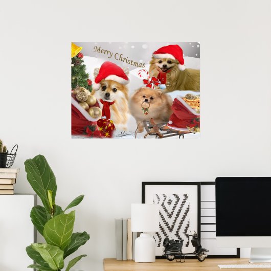 Pommerische kerstsneeuwscène Print (Thuiskantoor)