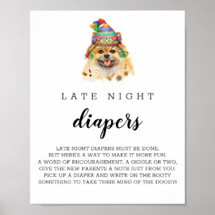 Pommerische puppy Dog Baby shower laat nachts goed Poster