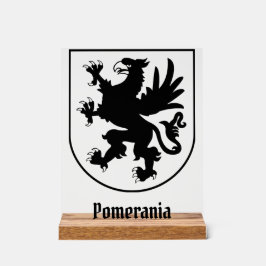 Pommers Wapen Zwart en Wit Heraldisch Acryl Bord
