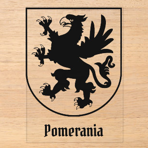 Pommers Wapen Zwart en Wit Heraldisch Acryl Uitnodigingen
