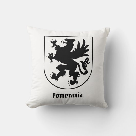 Pommers Wapen Zwart en Wit Heraldisch Kussen (Voorkant)