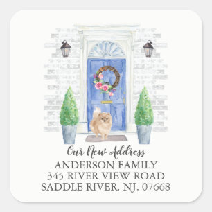 Pommerse Blauwe Deur Nieuw Adreslabel Sticker