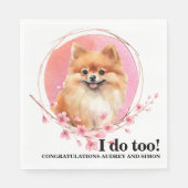 Pommerse bruiloft servetten met honden Foto (Voorkant)