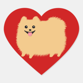 Pommerse Cartoon Dog - Super Schattigee Pommy op R Hart Sticker