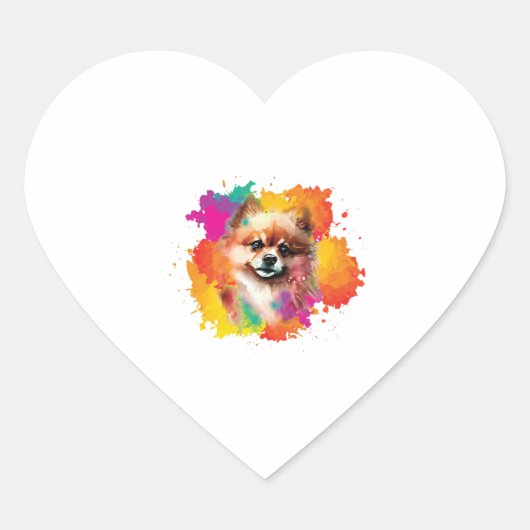Pommerse dwerg Spitz hond Puppy Hart Sticker (Voorkant)