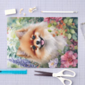 Pommerse Floral Waterverf Canine Art Tissuepapier (Craft)