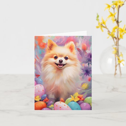 Pommerse Gelukkig Pasen Kaart (Gele Bloem)