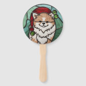 Pommerse Glas in lood Kerst Handwaaier (Voorkant)