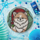 Pommerse Glas in lood Kerst Papieren Bordje (Feest)