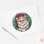 Pommerse Glas in lood Kerst Ronde Sticker (Envelop)