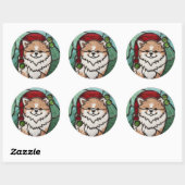 Pommerse Glas in lood Kerst Ronde Sticker (Vel)