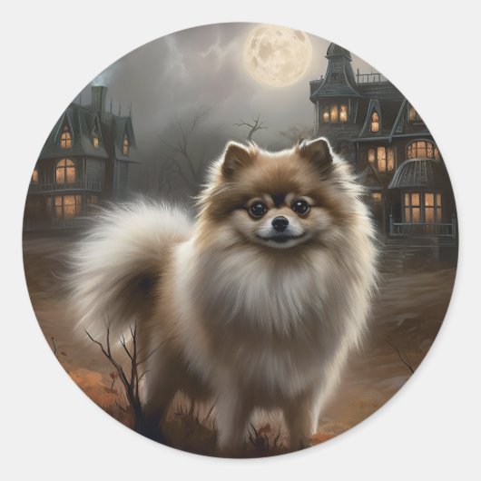 Pommerse Halloween eng Ronde Sticker (Voorkant)