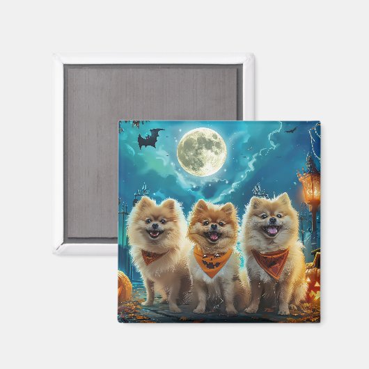 Pommerse Halloween Spooky Magneet (Voorkant / Achterkant)