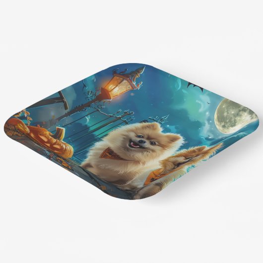 Pommerse Halloween Spooky Papieren Bordje (Gebogen)