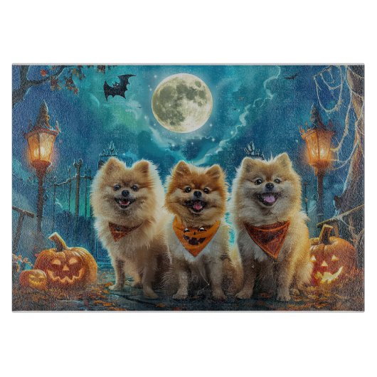 Pommerse Halloween Spooky Snijplank (Voorkant)