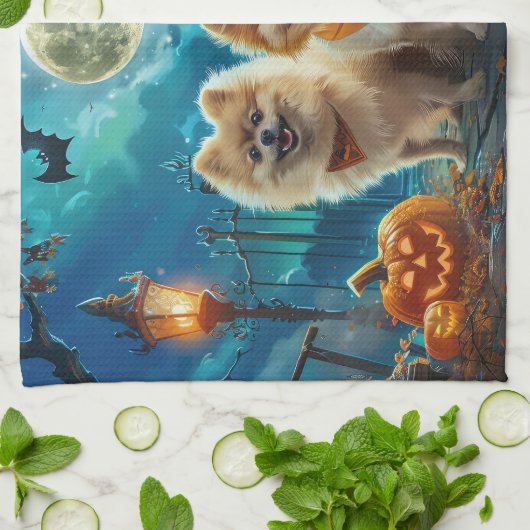 Pommerse Halloween Spooky Theedoek (Gevouwen)