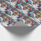 Pommerse hardlopen in de sneeuw met kerst Pet Cadeaupapier (Hoek)