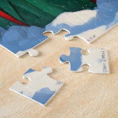 Pommerse hardlopen in de sneeuw met kerst Pet Legpuzzel (Zijkant)