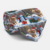 Pommerse hardlopen in de sneeuw met kerst Pet Stropdas (Opgerold)