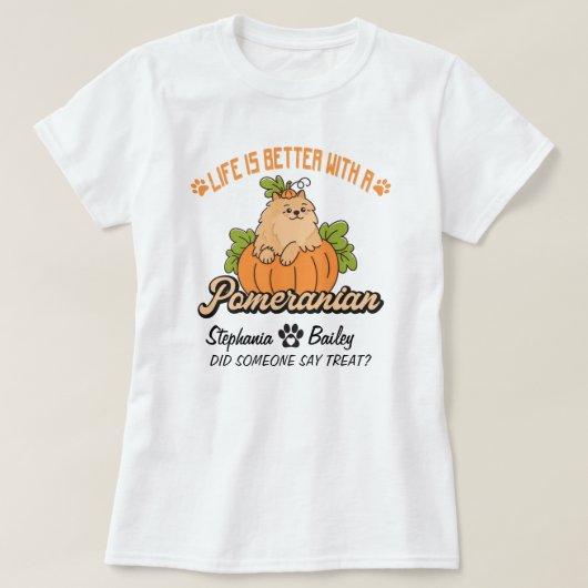 Pommerse Herfst Thanksgiving Halloween Spitz Dog T-shirt (Design voorkant)