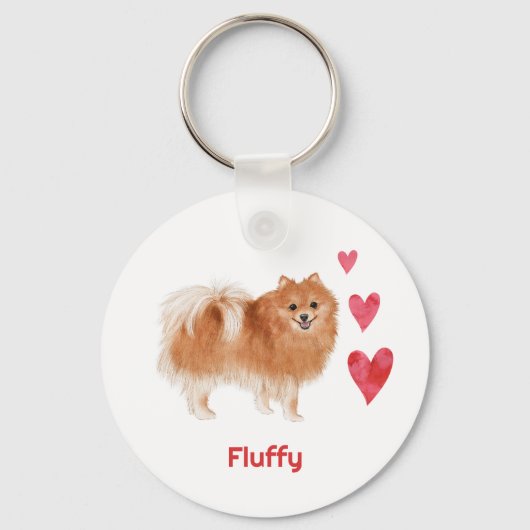 Pommerse Hond Aangepaste Naam Sleutelhanger (Voorkant)