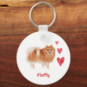 Pommerse Hond Aangepaste Naam Sleutelhanger (Voorkant)