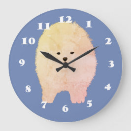 Pommerse hond, blaffy Pet Wall Clock Grote Klok
