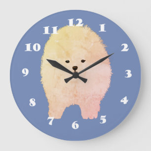 Pommerse hond, blaffy Pet Wall Clock Grote Klok