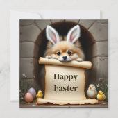 Pommerse hond en de boodschap feestdagenkaart (Voorkant)