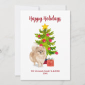 Pommerse hond familie Kerstmis Feestdagenkaart (Voorkant)