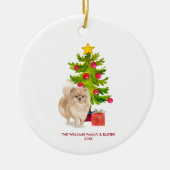 Pommerse hond gepersonaliseerde kerst keramisch ornament (Voorkant)