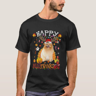 Pommerse Hond Halloween Kersthond Happy Hallo T-shirt