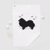 Pommerse Hond – Halloween Moon Silhouette Classic Golfhanddoek (Insitu)
