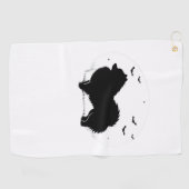 Pommerse Hond – Halloween Moon Silhouette Classic Golfhanddoek (Horizontaal)
