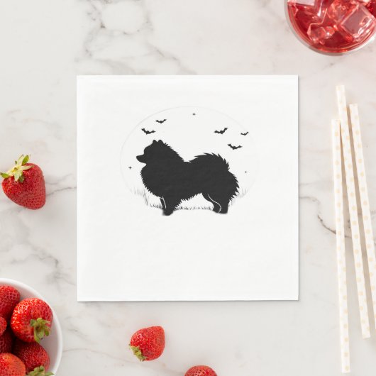 Pommerse Hond – Halloween Moon Silhouette Classic Servet (Insitu)