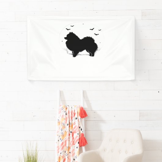 Pommerse Hond – Halloween Moon Silhouette Classic Spandoek (Insitu)