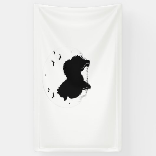 Pommerse Hond – Halloween Moon Silhouette Classic Spandoek (Verticaal)