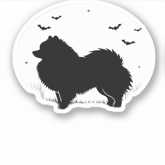 Pommerse Hond – Halloween Moon Silhouette Classic Sticker (Voorkant)